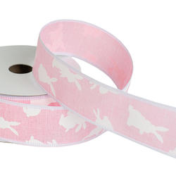 Pink and White Easter Bunny Wired Ribbon