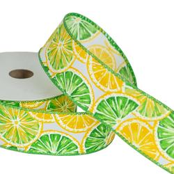 Citrus Lemon and Lime Wired Edge Ribbon