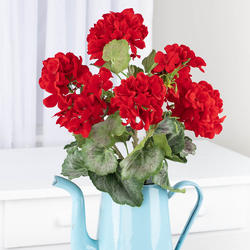 UV Protected Indoor or Outdoor Faux Red Geranium Bush