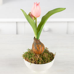 Artificial Soft Pink Tulip Spray With Bulb