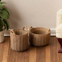 Dollhouse Miniature Empty Woven Basket Set