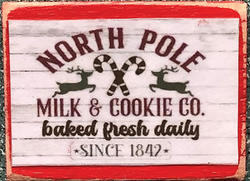 Miniature Rustic North Pole Milk Cookie Co. Porch Sign