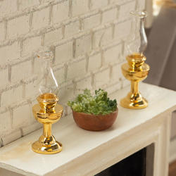 Dollhouse Miniature Brass Oil Lamps