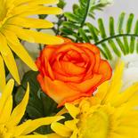 Yellow and Orange Artificial Rose, Hydrangea, and Daisy Bush