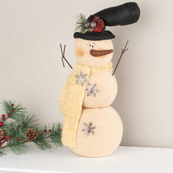Rustic Muslin Snowman with Top Hat