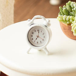 Dollhouse Miniature Antique Alarm Clock in White