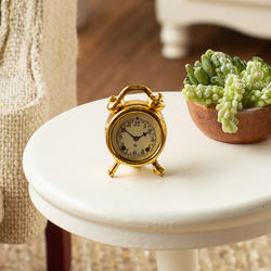 Dollhouse miniature Alarm Clock in Gold