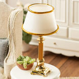 Dollhouse Miniature 12V Brass Column Table Lamp