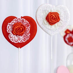 Valentine Heart with Rose Picks