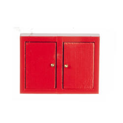 Dollhouse Miniature Modern Kitchen Wall Cabinet in Red