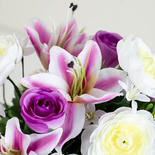 Lilac and Cream Artificial Lily, Ranunculus and Rose Bush