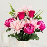 Pink Artificial Rose and Dahlia Bush