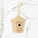 Paper Mache Tiny Octagon Birdhouse Ornament