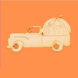 Unfinished Wooden Truck With Pumpkins Cutout