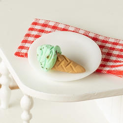 Dollhouse Miniature Mint Chip Ice Cream Cone