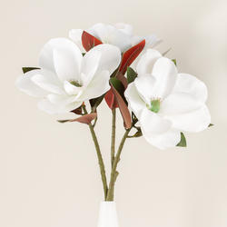 Cream and White Real Touch Artificial Magnolia Stems