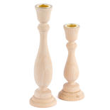 Unfinished Wood Candle Sticks with Brass Inserts
