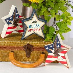 Americana Eagle and "God Bless America" Chunky Wood Stars
