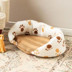 Dollhouse Miniature Paw Print Dog Bed
