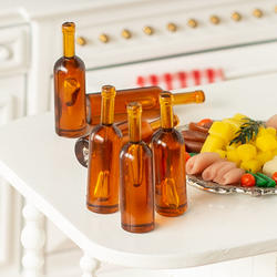 Dollhouse Miniature Amber Unlabeled Liquor Bottles