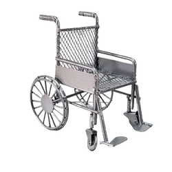 Dollhouse Miniature Silver Metal Wheelchair
