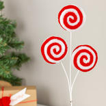 Spiral Red and White Christmas Candy Pick with Clip