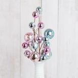 Metallic Light Blue and Lavender Pink Round Ornament Balls Stems