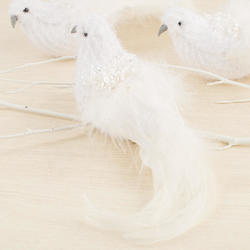 Faux White Dove with Feather Tail