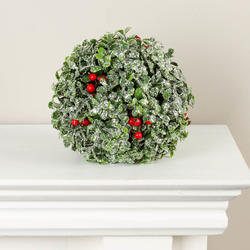 Glitter Boxwood and Berry Topiary Ball