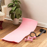 Dollhouse Miniature Pink Yoga Mat and Hand Weights