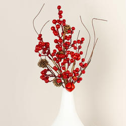Red Berry Spray With Pinecones and Bells