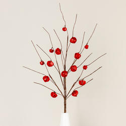 Red Jingle Bell Twig Spray