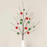 Red and Green Jingle Bell Twig Spray
