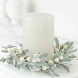 Artificial Frosted Mistletoe Candle Ring