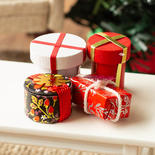 Dollhouse Miniature Christmas Gift Wrapped Boxes Set of 4