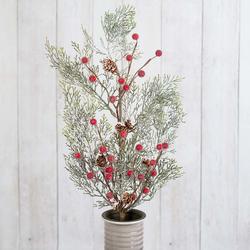 Artificial Snowy Pine Spray with Red Berries