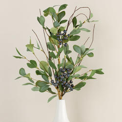 Artificial Leaf Bush with Blue Berries