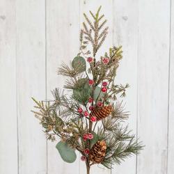 Glitter Artificial Pine Spray with Red Berries