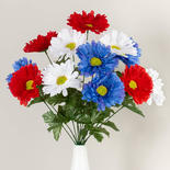 Red White and Blue Artificial Gerbera Bush