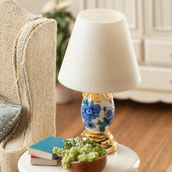 Dollhouse Miniature LED Porcelain Table Lamp