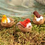 Dollhouse Miniature Nested Birds w/ Eggs