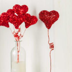 Red Tinsel Foam Valentine's Day Heart Pick