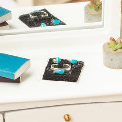 Dollhouse Miniature Turquoise Bracelet Earrings Set