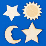 Unfinished Wood Sun Moon and Stars Cutouts