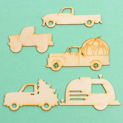 Assorted Unfinished Wood Truck Cutouts