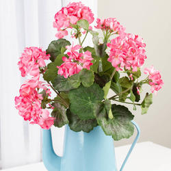 UV Protected Indoor or Outdoor Faux Pink Geranium Bush