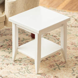 Dollhouse Miniature White Square End Table