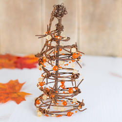 Rusty Tin Barbed Wire and Bead Tree Ornament