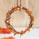 Rusty Tin Barbed Wire and Bead Wreath Ornament