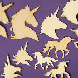 Unfinished Wood Assorted Unicorn Cutouts
